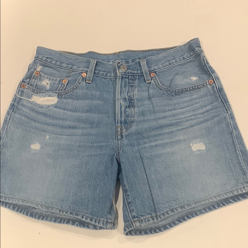 Levi's Light Blue Distressed Jean Shorts
